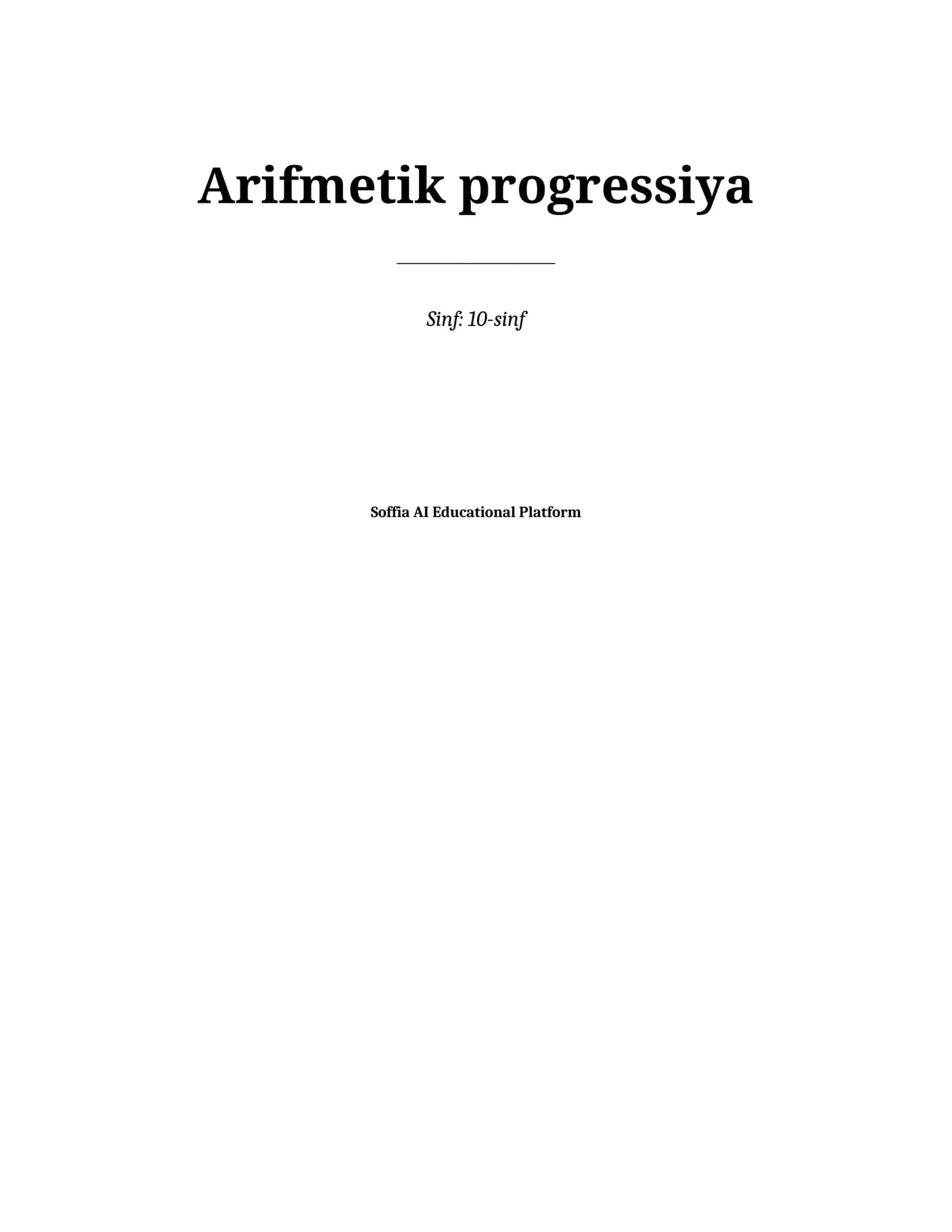 Lesson on Arifmetik progressiya