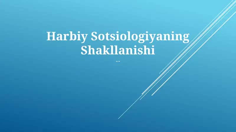 Harbiy Sotsiologiyaning Shakllanishi