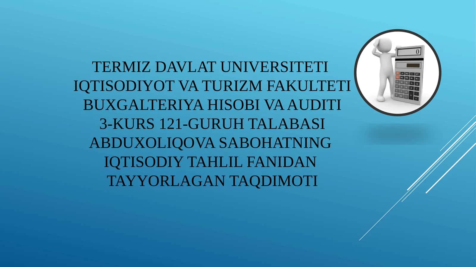 Iqtisodiy tahlil fanidantayyorgachay