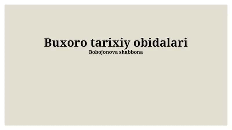 Buxoro tarixiy obidalari
