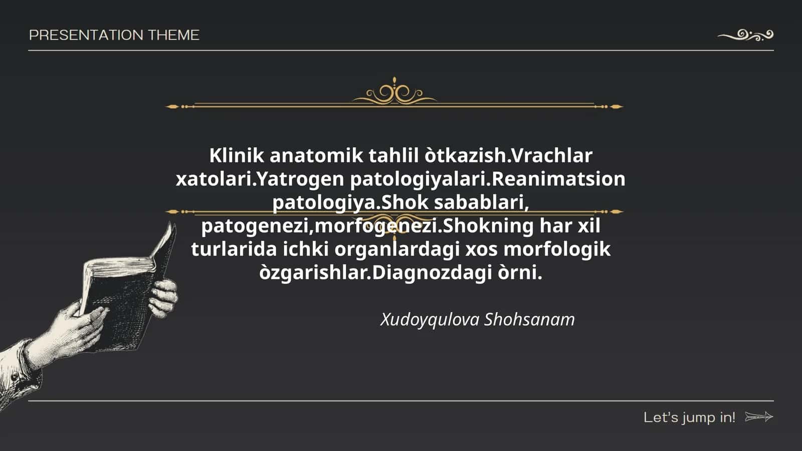 Klinik anatomik tahlil òtkazish.Vrachlar xatolari.Yatrogen patologiyalari.Reanimatsion patologiya.Shok sabablari, patogenezi,morfogenezi.Shokning har xil turlarida ichki organlardagi xos morfologik òzgarishlar.Diagnozdagi òrni