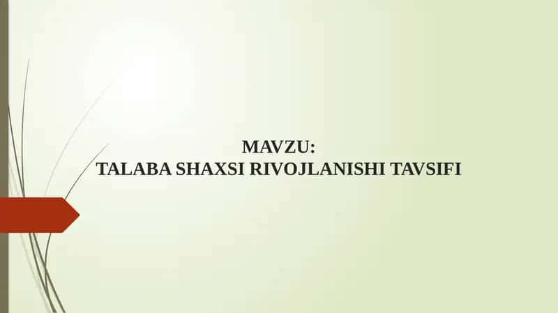 TALABA SHAXSI RIVOJLANISHI TAVSIFI
