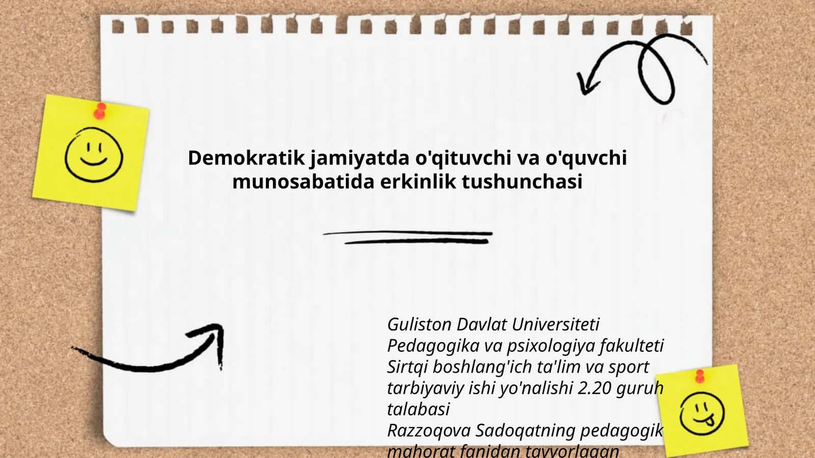 Razzoqova Sadoqatning pedagogik mahorat fanidan tayyorlagan taqdimoti