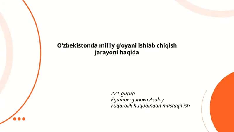Milliy g'oyani ishlab chiqish jarayoni haqida