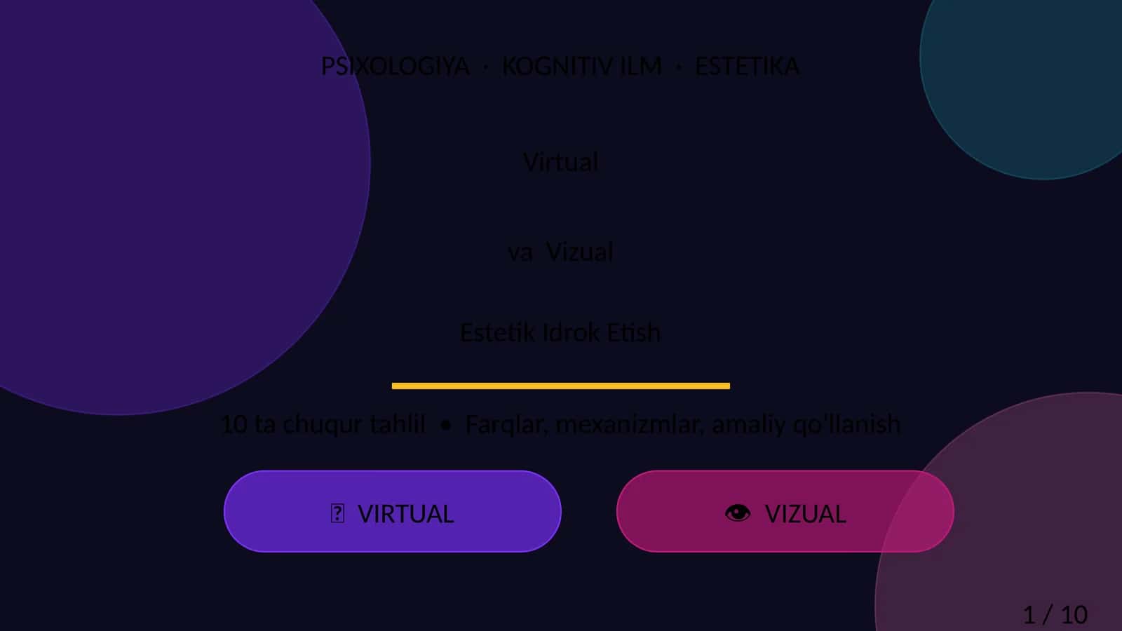 Virtual va Vizual Estetik Idrok Etish