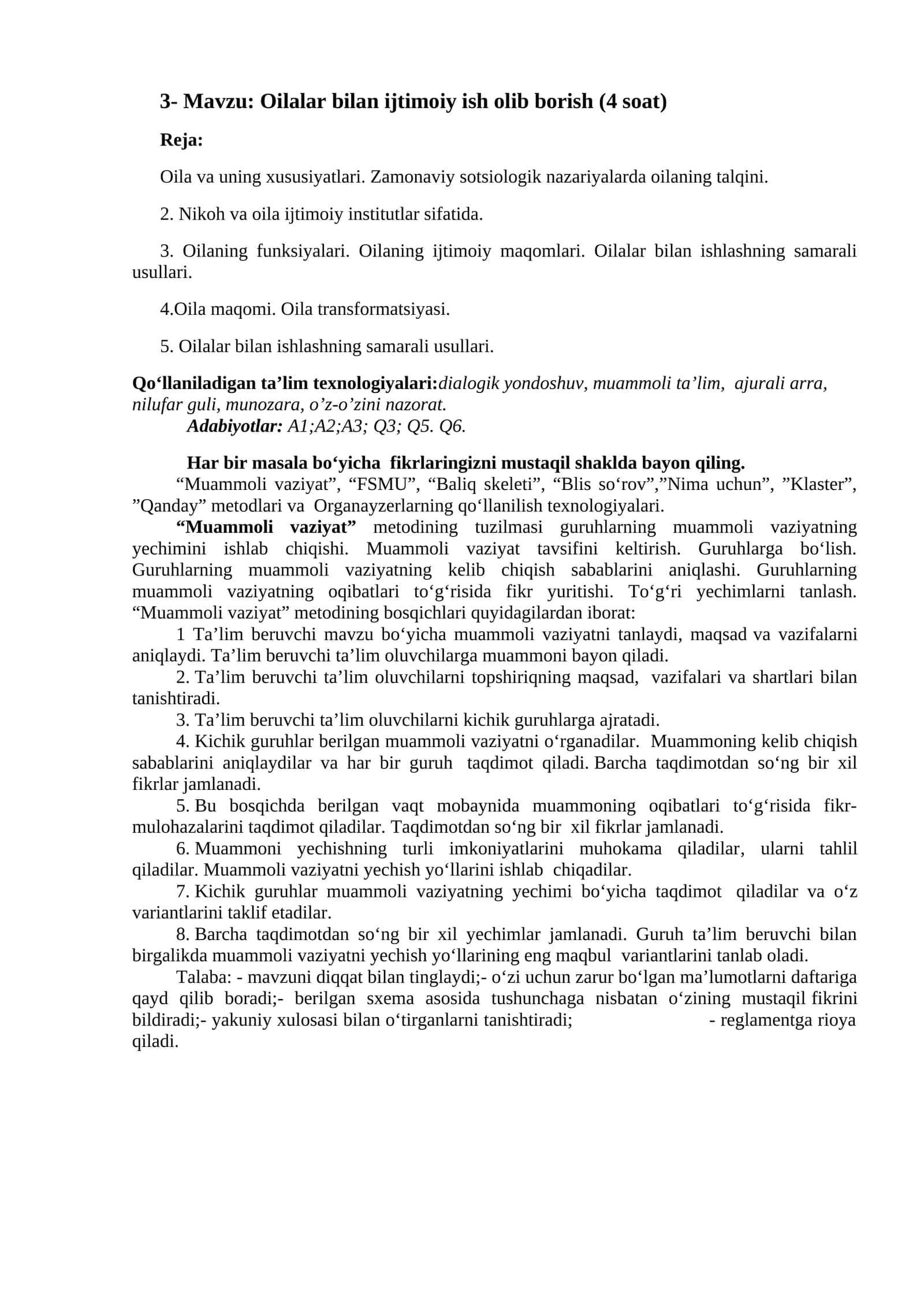 Oilalar bilan ijtimoiy ish olib borish