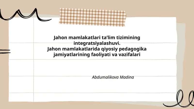 Jahon mamlakatlari ta’lim tizimining integratsiyalashuvi