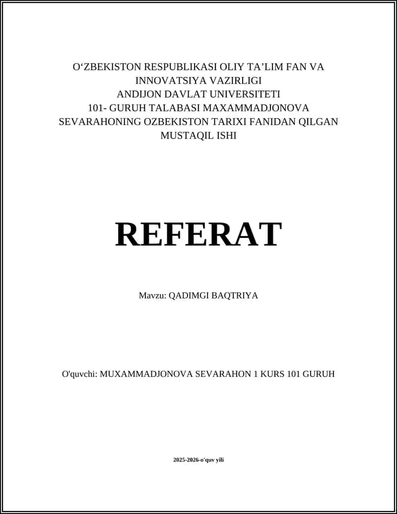 QADIMGI BAQTRIYA