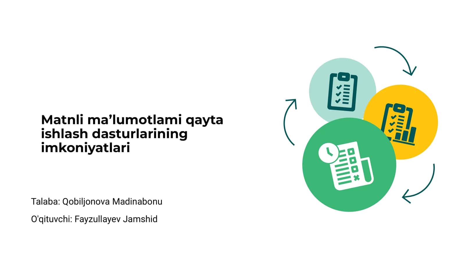 Matnli ma’lumotlami qayta ishlash dasturlarining imkoniyatlari