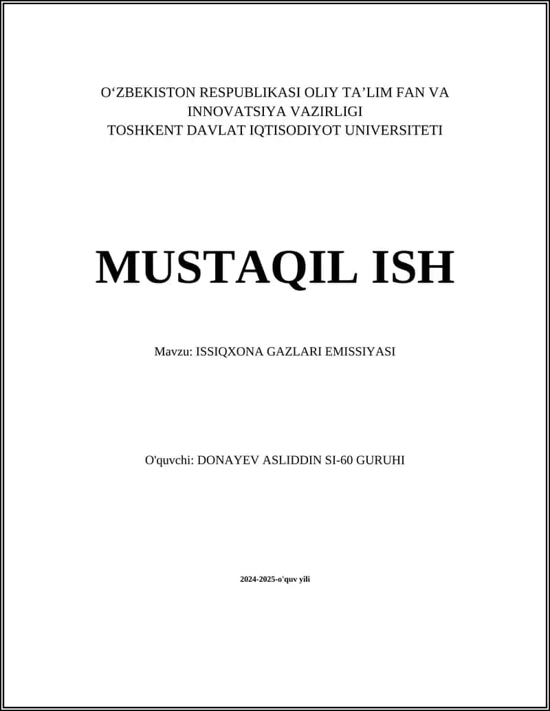 ISSIQXONA GAZLARI EMISSIYASI