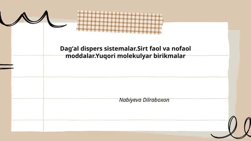 Dagʻal dispers sistemalar