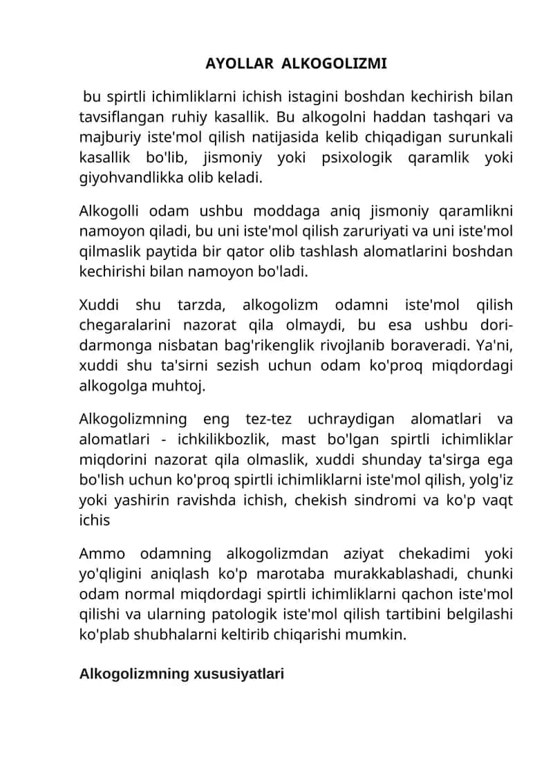 AYOLLAR ALKOGOLIZMI