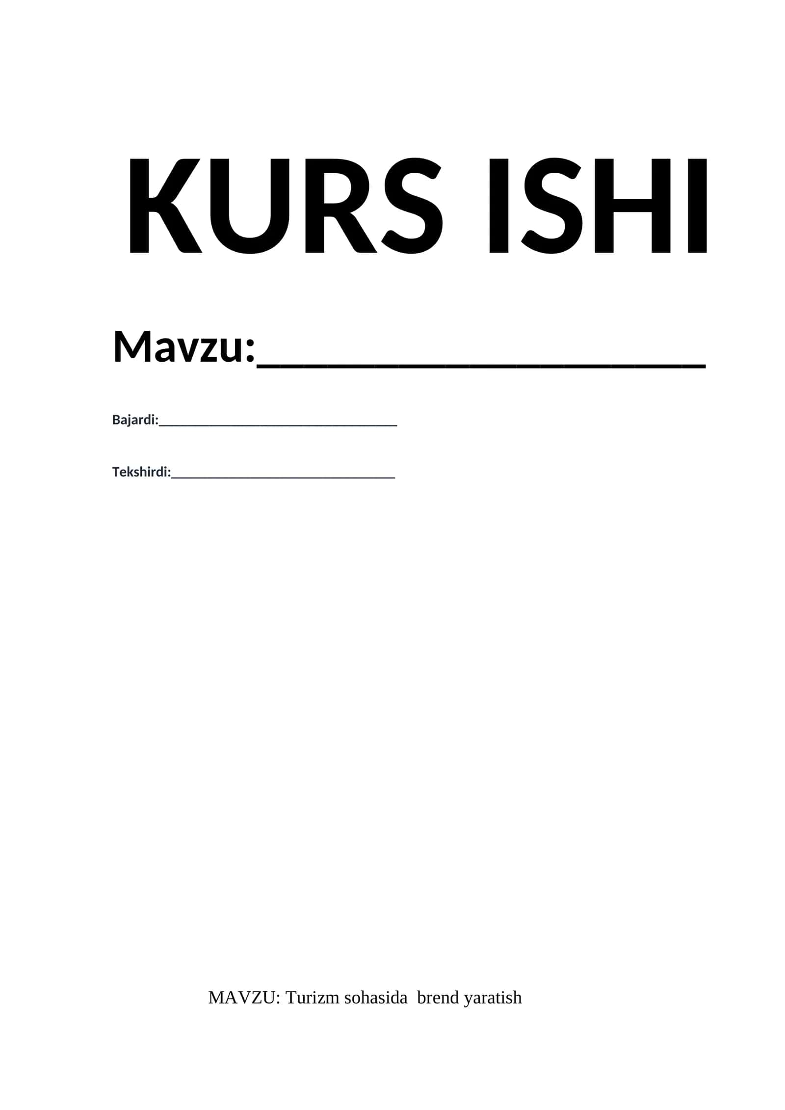 Turizm sohasida brend yaratish
