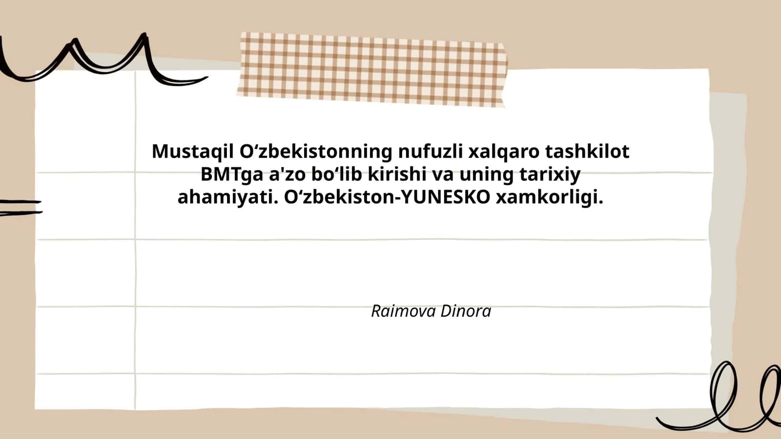 Mustaqil Oʻzbekistonning BMTga a'zo boʻlish jarayoni