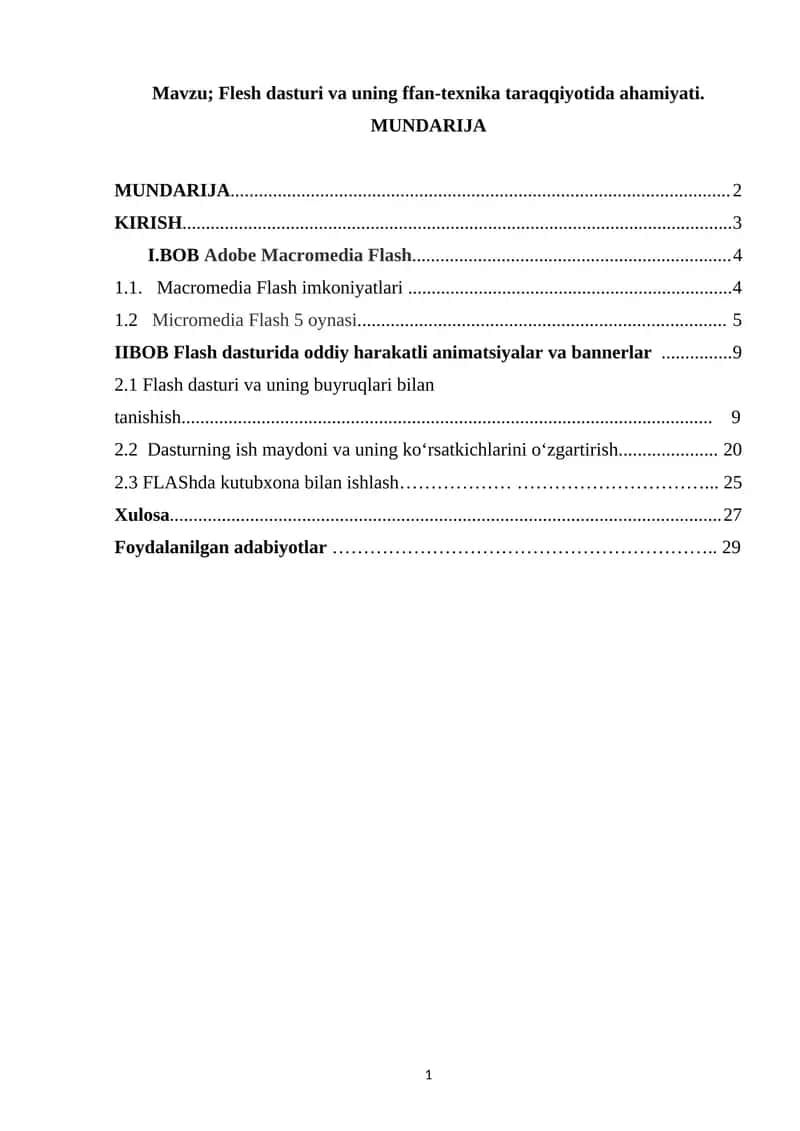 Flesh dasturi va uning ffan-texnika taraqqiyotida ahamiyati