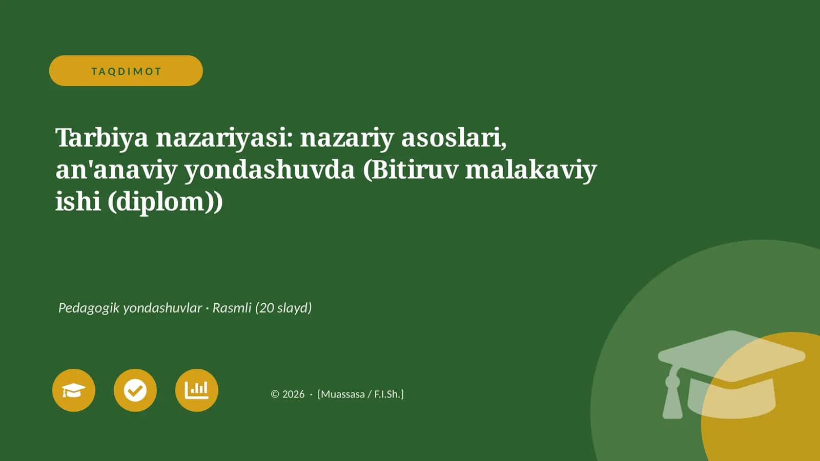 Tarbiya nazariyasi: nazariy asoslari, an'anaviy yondashuvda (Bitiruv malakaviy ishi (diplom))