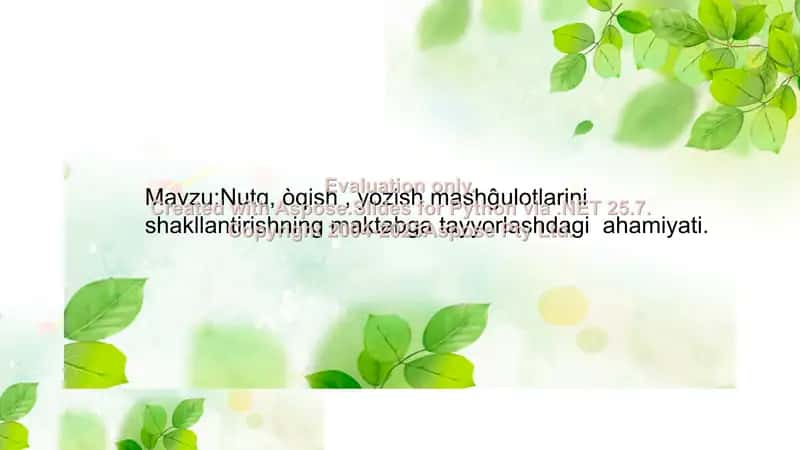 Nutq, o'qish va yozish malakalarini rivojlantirish metodikasi