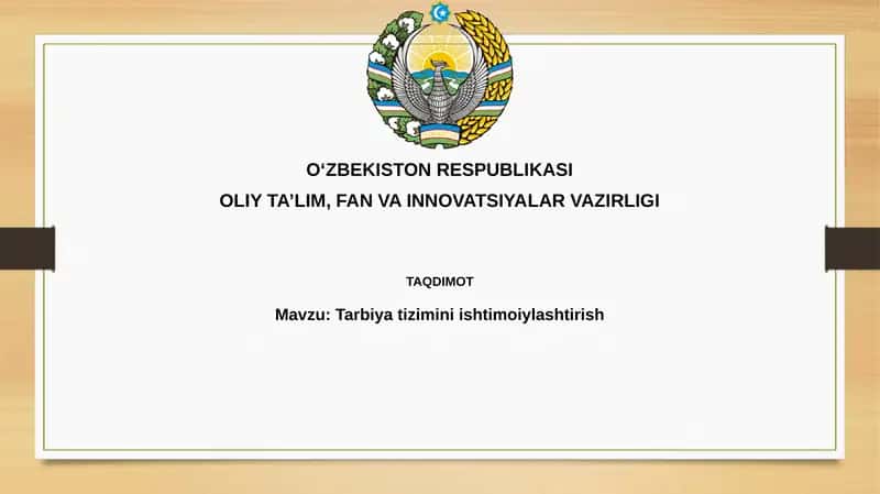 Tarbiyatiziminiishtimoiylashtirish