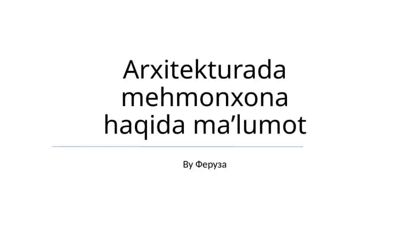 Arxitekturada mehmonxona haqida maʼlumot