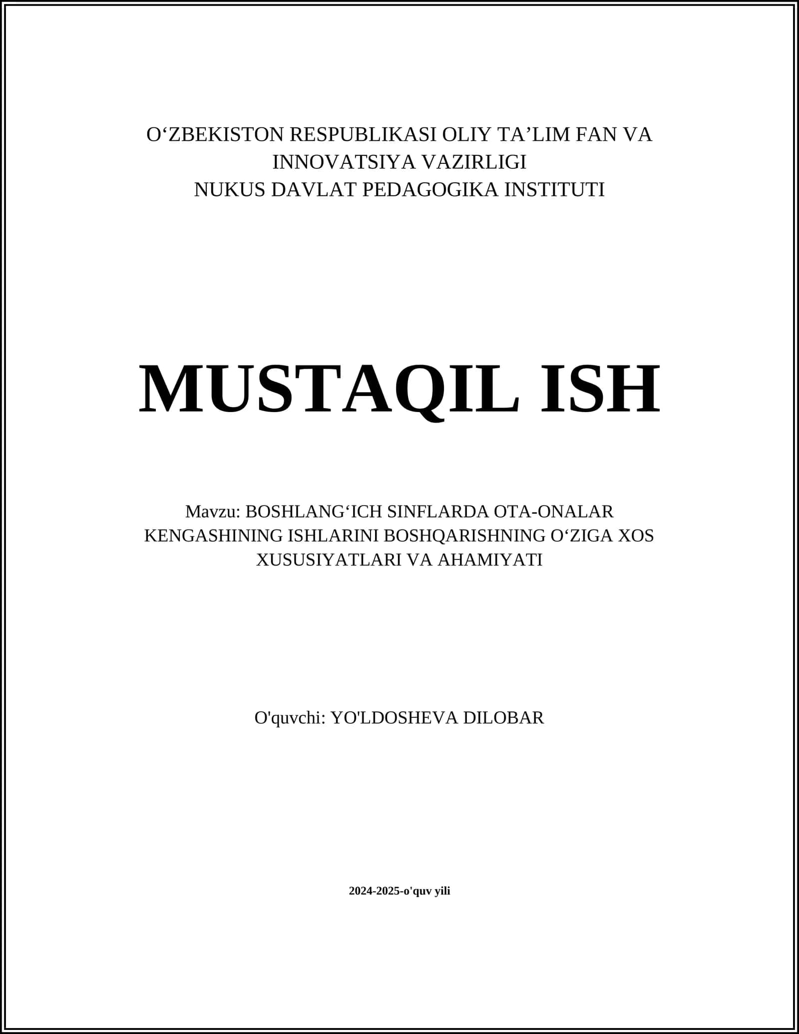 Ota-onalar kengashining vazifalari va mas'uliyatlari