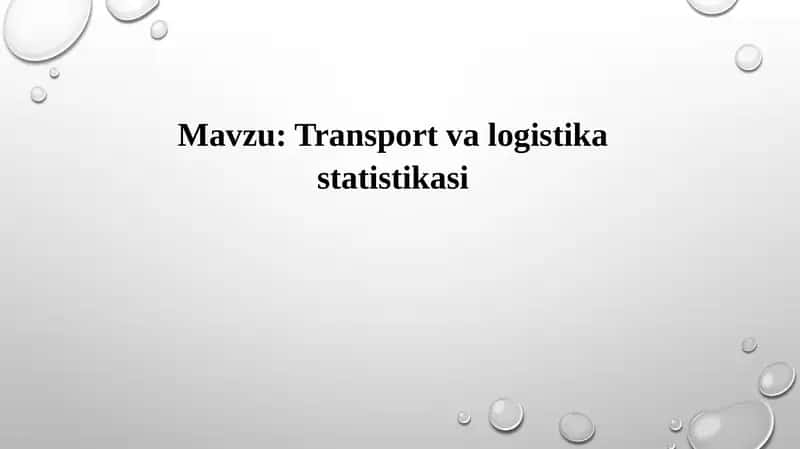 Transport va logistika statistikasi