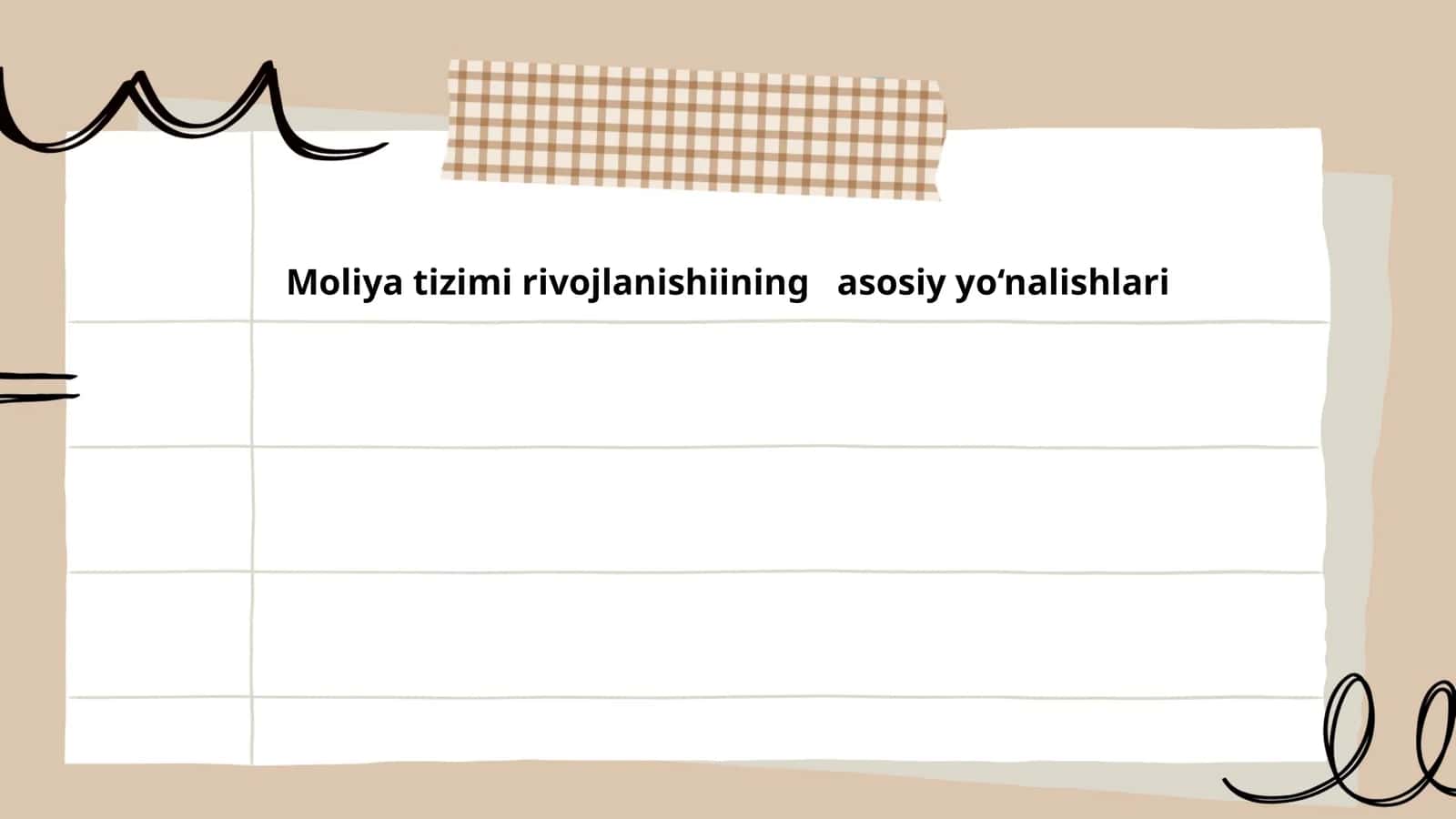 Moliya tizimi rivojlanishiining asosiy yo‘nalishlari