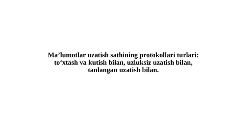 Ma’lumotlar uzatish sathi protokollari