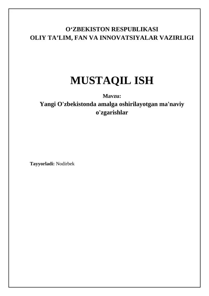 Ma'naviy o'zgarishlar