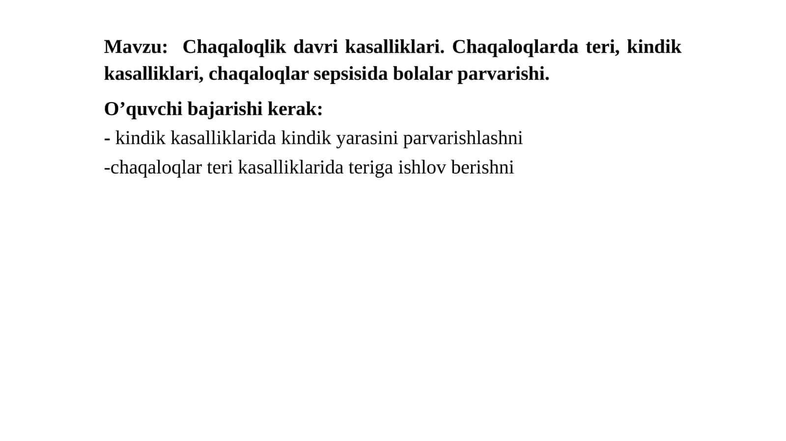 Chaqaloqlik davri kasalliklari