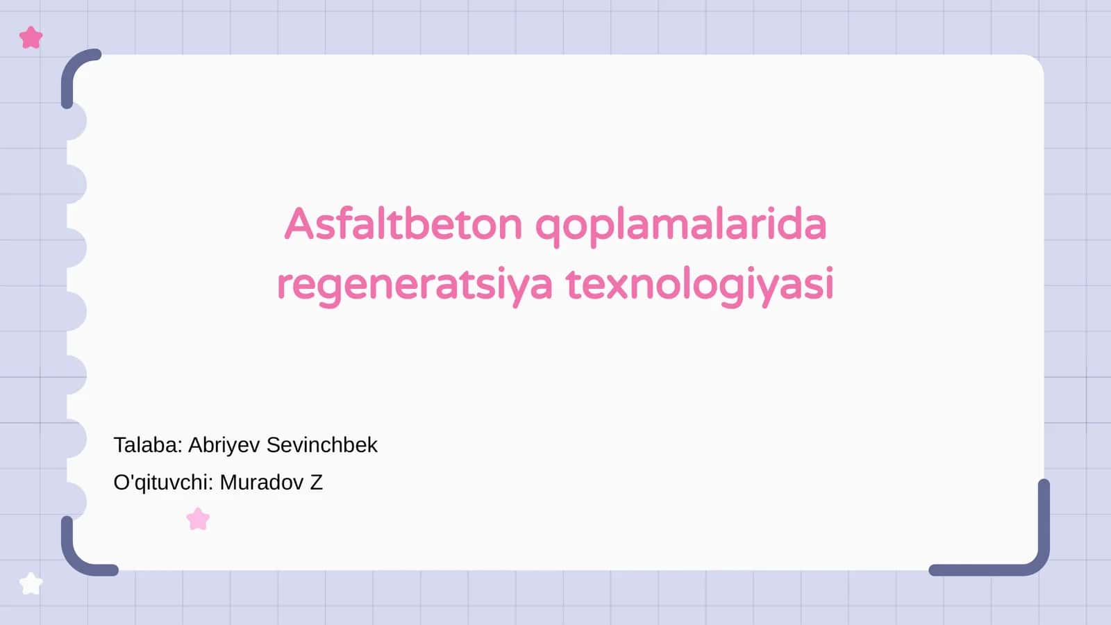 Asfaltbeton qoplamalarida regeneratsiya texnologiyasi