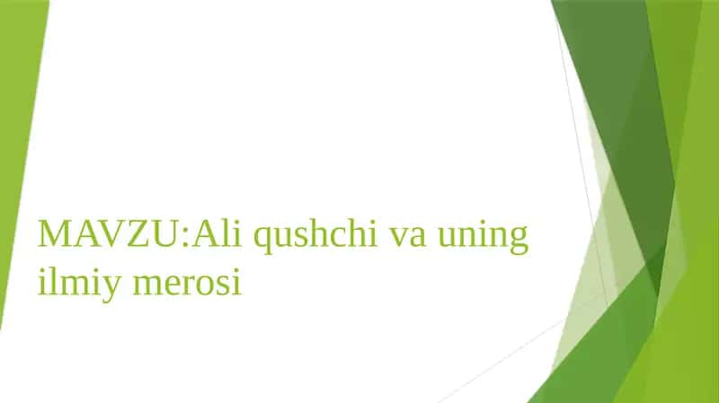 Ali qushchi va uning ilmiy merosi