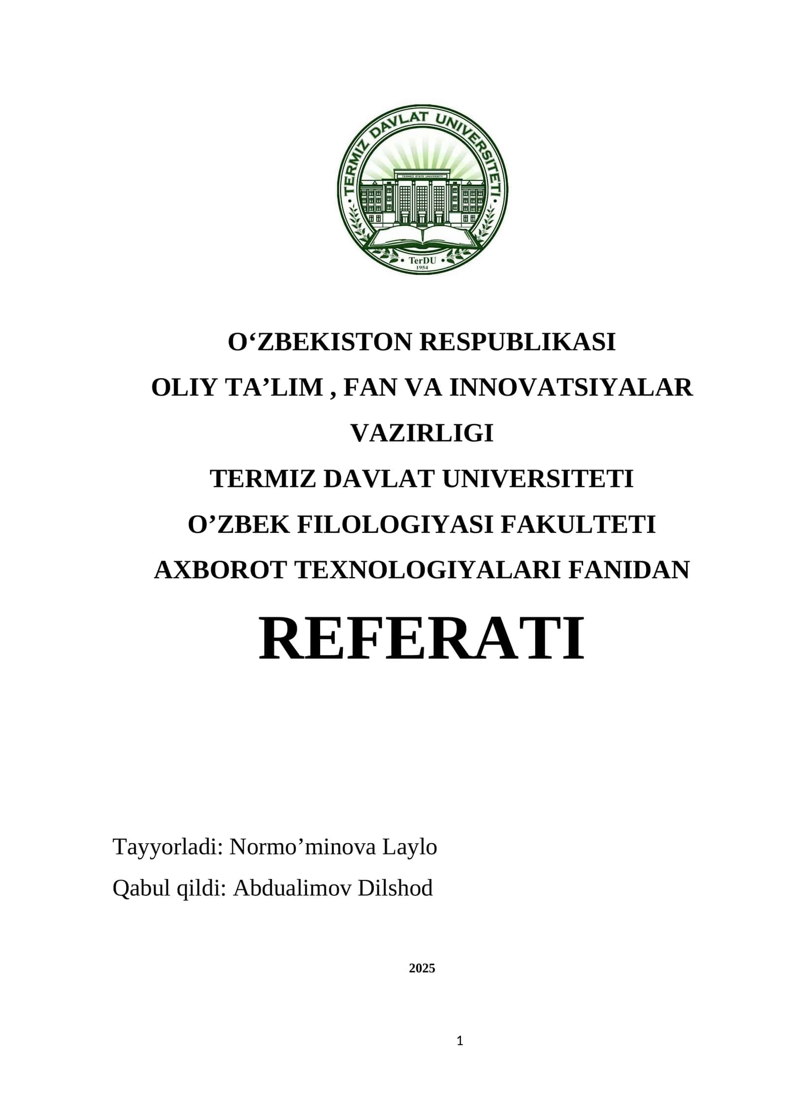 Kompyuter grafikasi tushunchasi va grafik muharrirlar bilan ishlash
