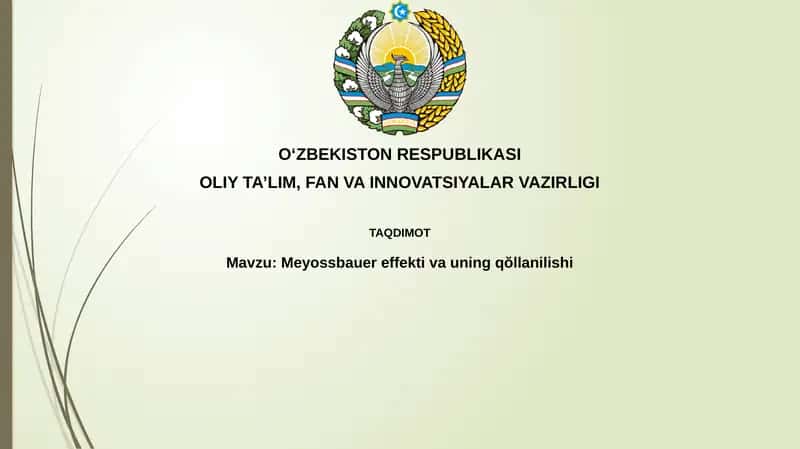 Mössbauer effektining asoslari va spektroskopiya nazariyasi