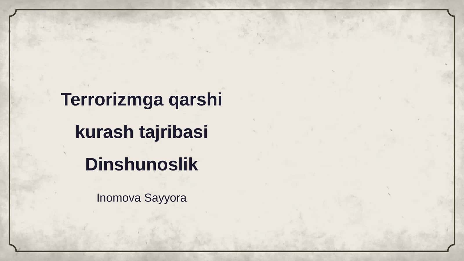 Terrorizmga qarshi kurash tajribasi Dinshunoslik