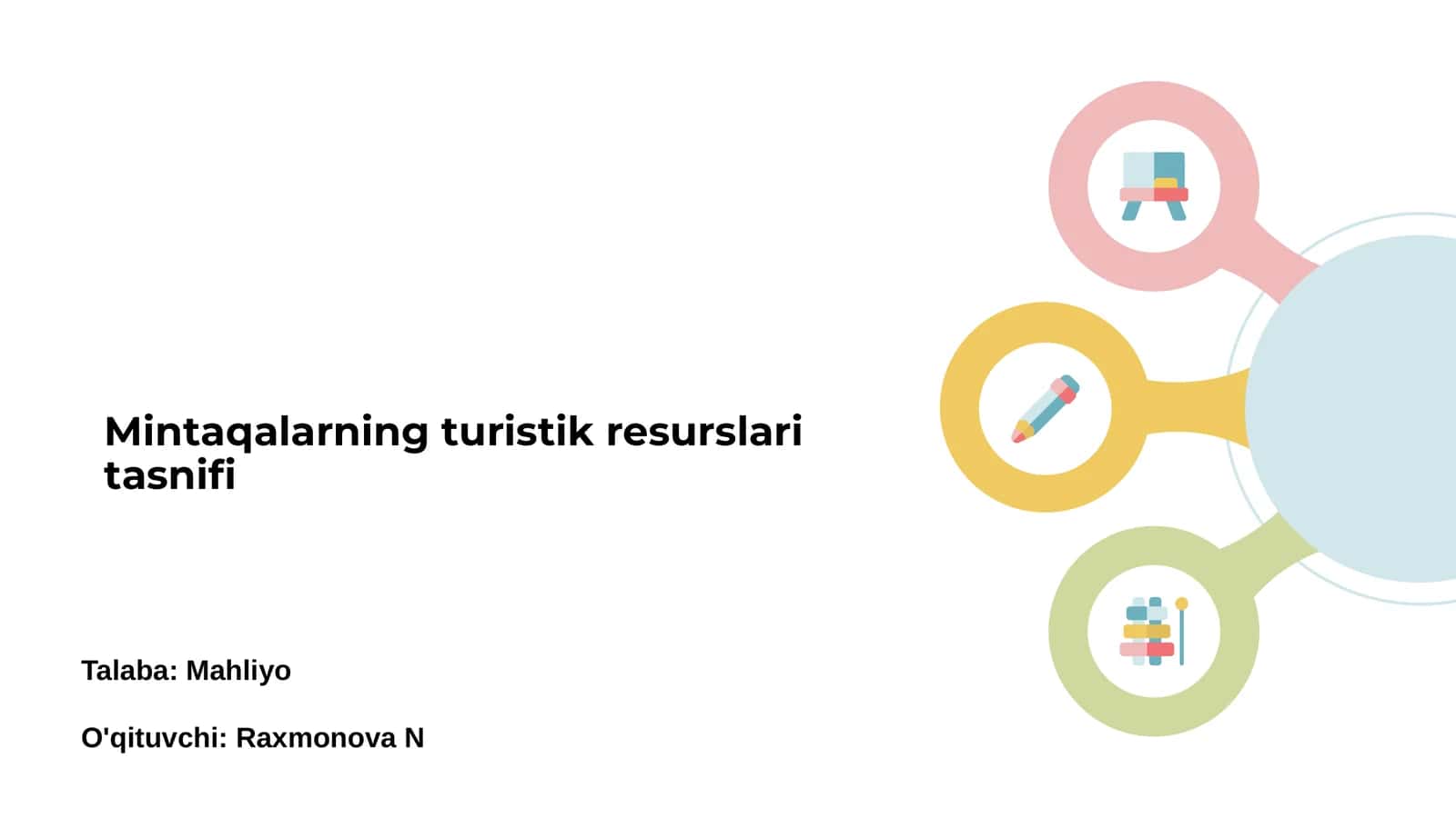 Mintaqalarning turistik resurslari tasnifi