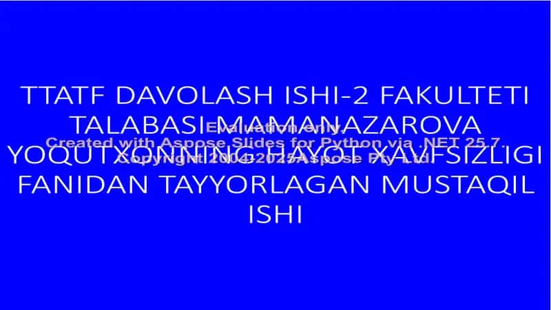 Hayot xavfsizligi fanidan tayyorlagan mustaqil ish