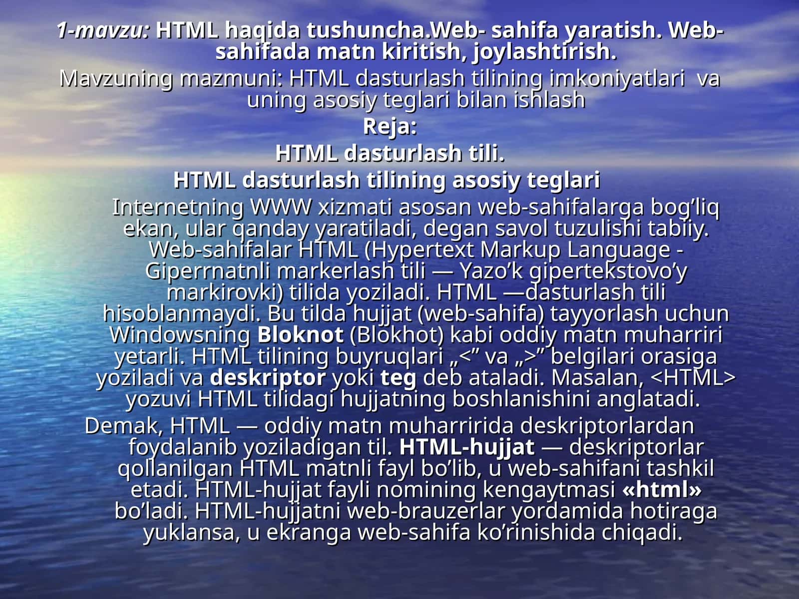 HTML dasturlash tili