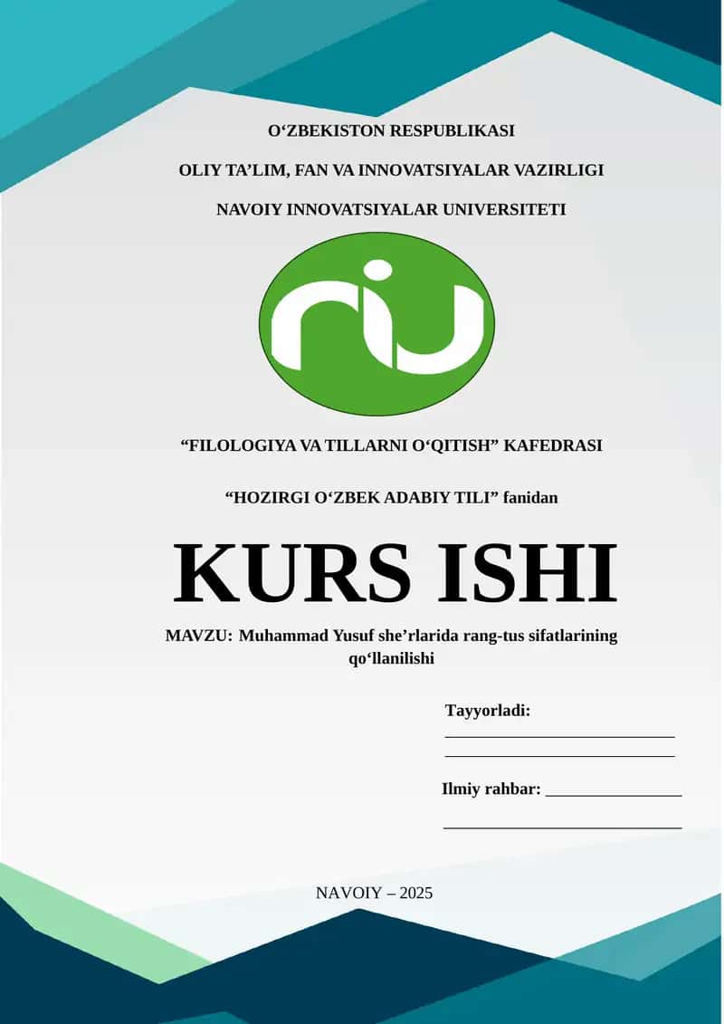 Muhammad Yusuf she’rlarida rang-tus sifatlarining qoʻllanilishi