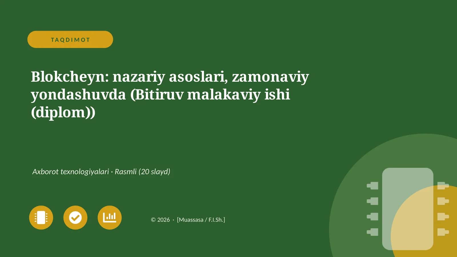 Blokcheyn: nazariy asoslari, zamonaviy yondashuvda (Bitiruv malakaviy ishi (diplom))
