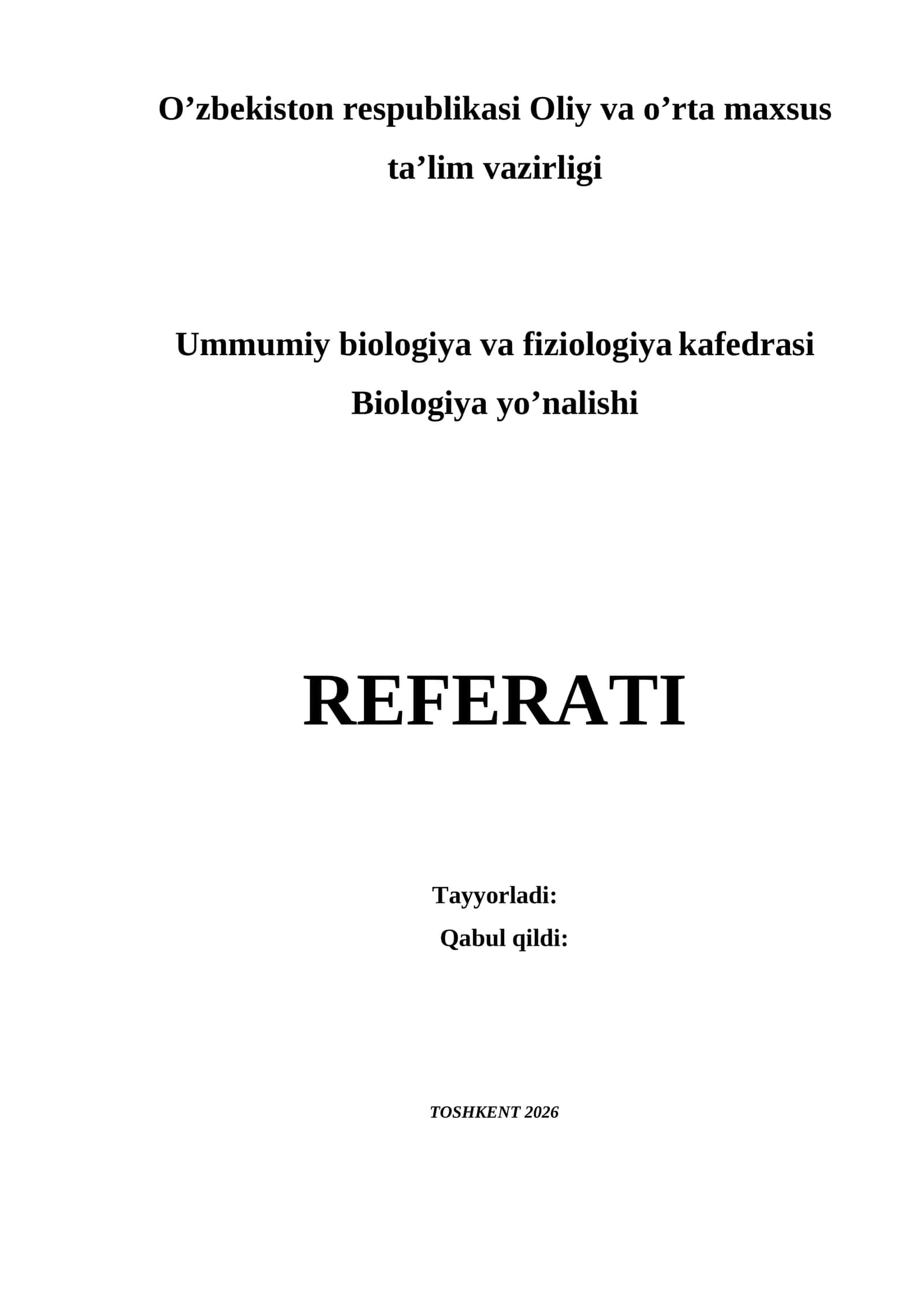 Flora va taksonomiya fanlari BIOLOGIYA REFERAT 2026 YIL