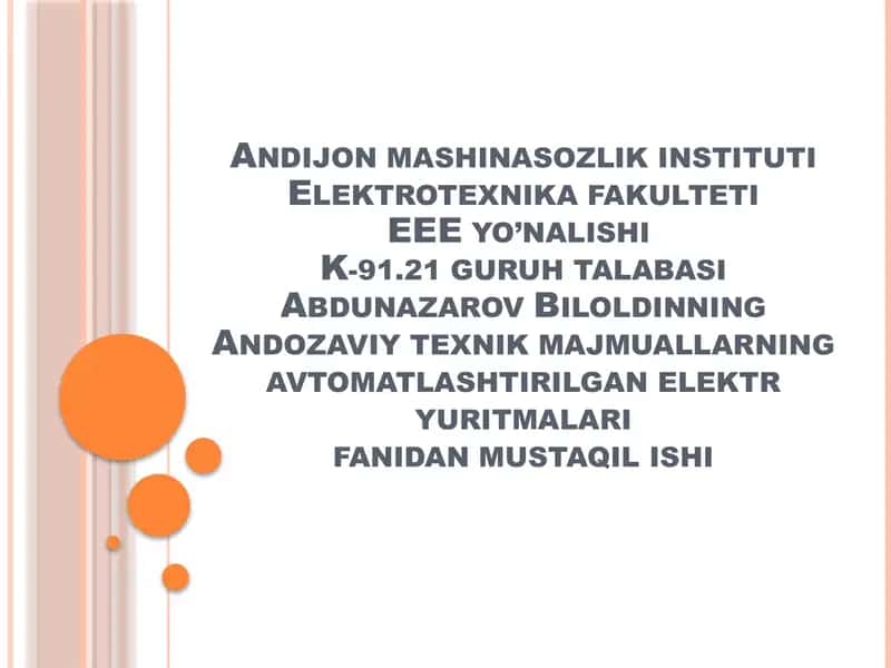 Burg‘ulovchi dastgohlarini avtomatlashtirilgan elektr yuritmasini o‘rganish