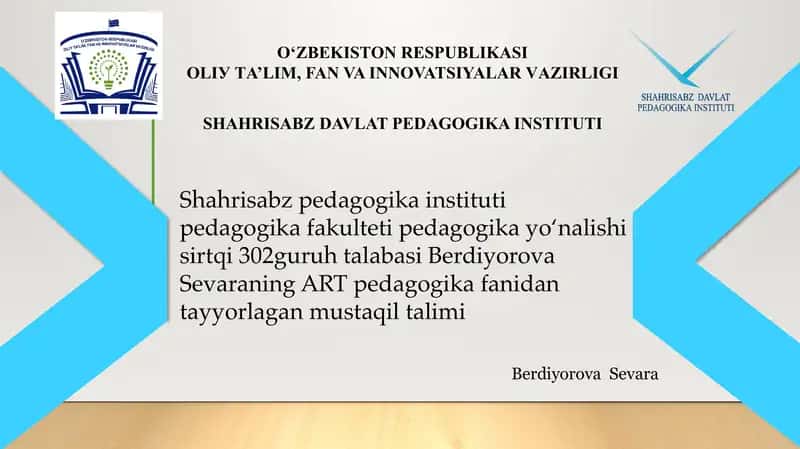 San'at pedagogikasi pedagogikaning maxsus yo'nalishi sifatida