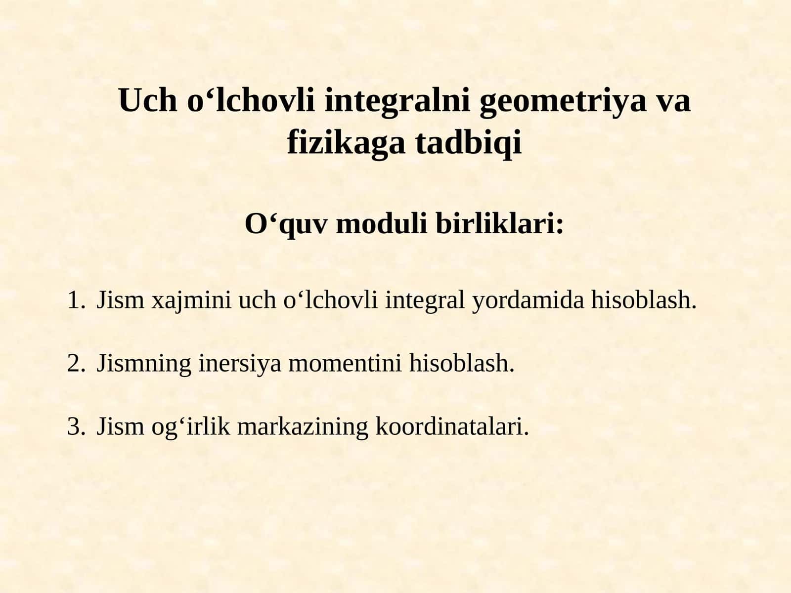 Uchо‘lchovli integralni geometriyava fizikaga tadbiq