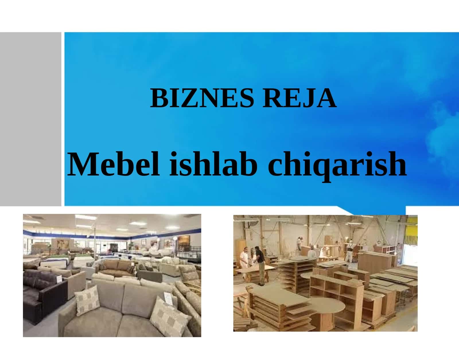 BIZNES REJA Mebel ishlab chiqarish