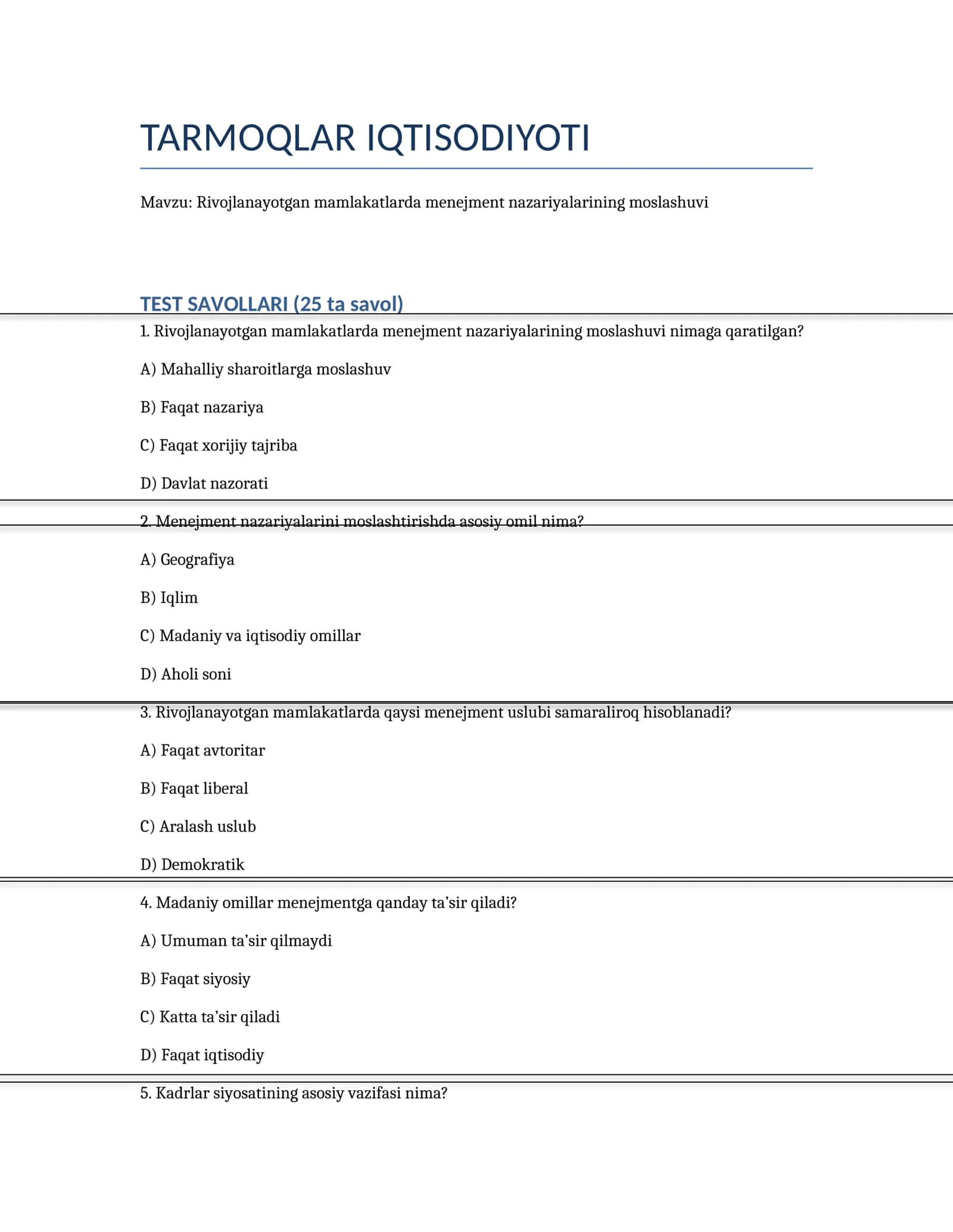 TARMOQLAR IQTISODIYOTI