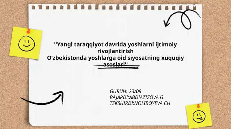 Yangi taraqqiyot davrida yoshlarni ijtimoiy rivojlantirish O‘zbekistonda yoshlarga oid siyosatning xuquqiy asoslari