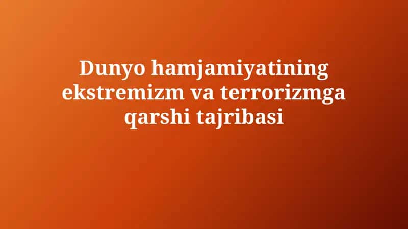 Dunyohamjamiyatining ekstremizm va terrorizmga qarshi jahon tajribasi