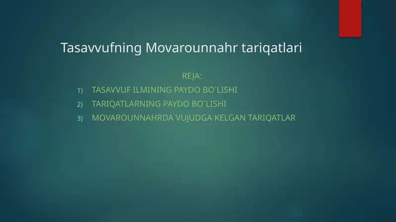 Tasavvufning Movarounnahri tariqatlari