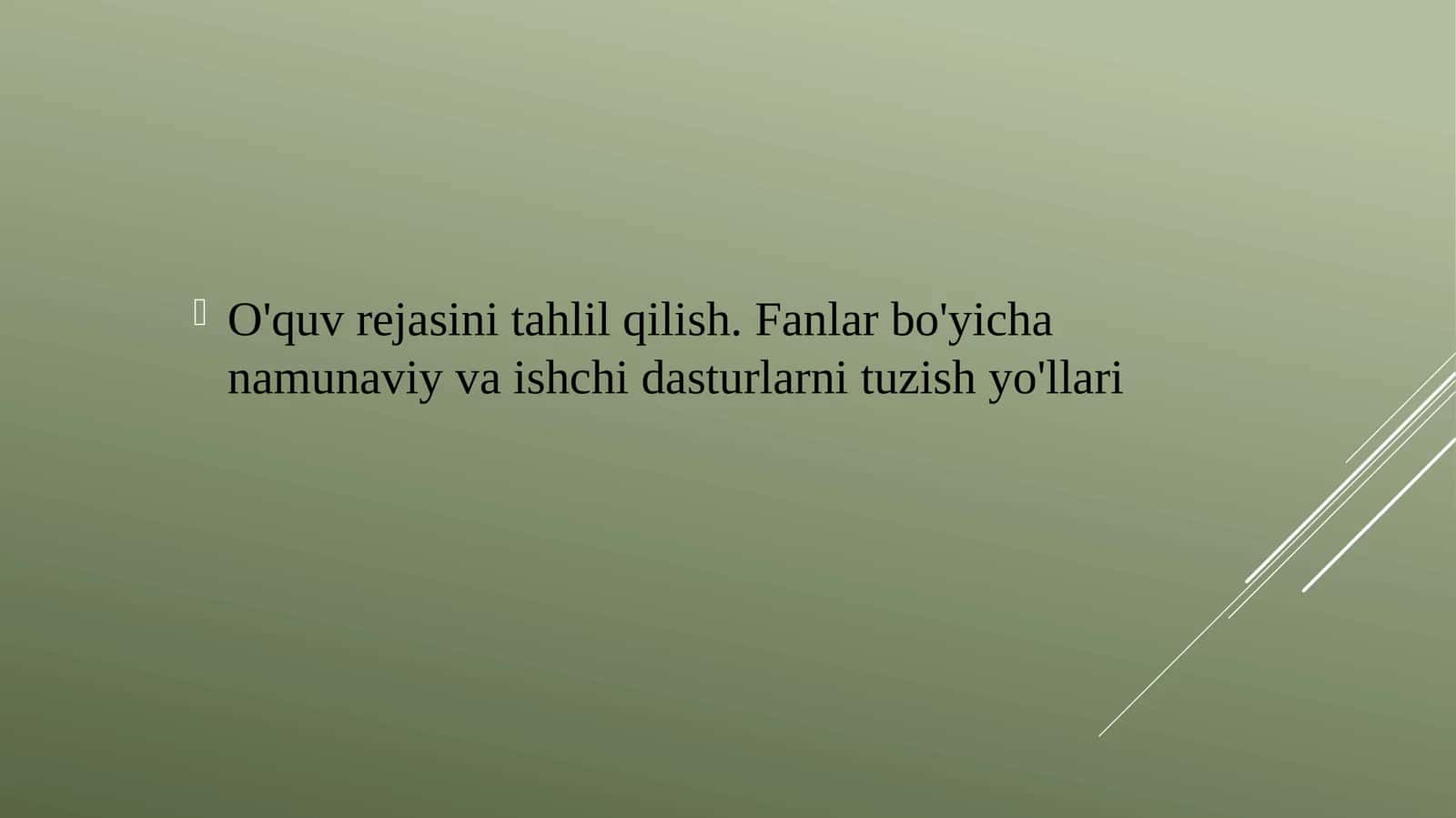O'quvre ja'sini tahlil qilish
