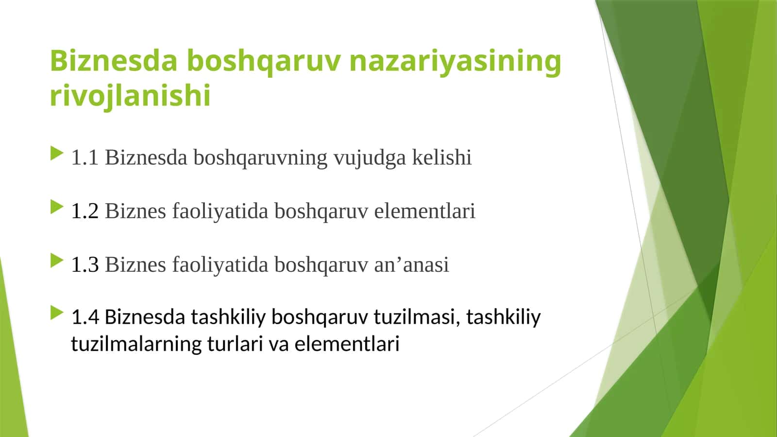 Biznesda boshqaruv nazariyasining rivojlanishi
